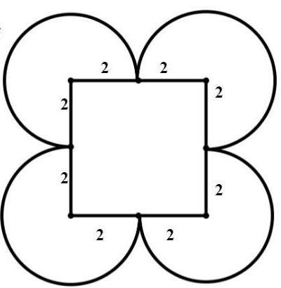 5. A metal ornament is being designed such that its perimeter is created by four identical-example-1