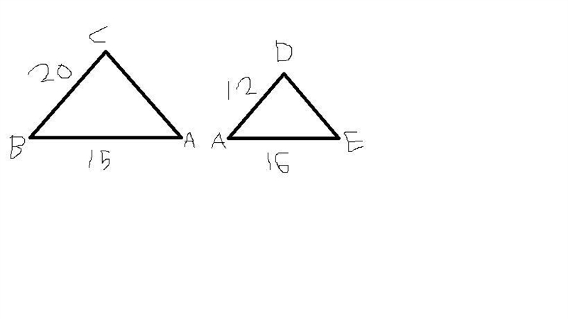 These triangles ARE similar! Which reason proves it? Circle one: AA~ SSS~ SAS~ SHOW-example-1