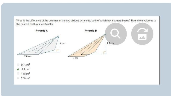 What is the difference of the volumes of the two oblique pyramids, both of which have-example-1