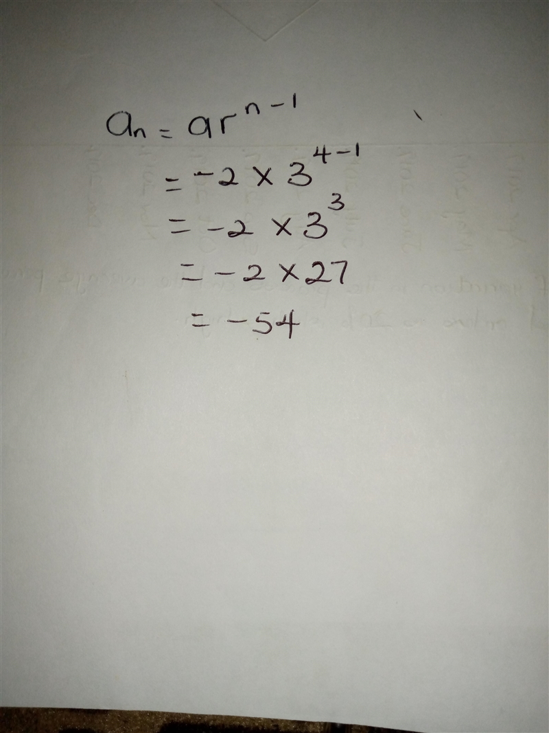 The first term of a geometric sequence is −2 and the common ratio is 3. What is the-example-1