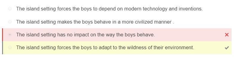 Which best explains how the island setting affects the boys' behavior in the first-example-1