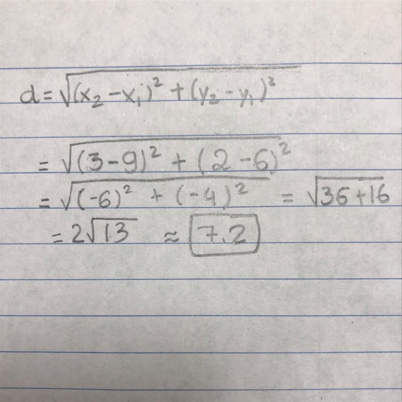 Find the distance between points P(9,6) and Q(3,2) to the nearest tenth-example-1