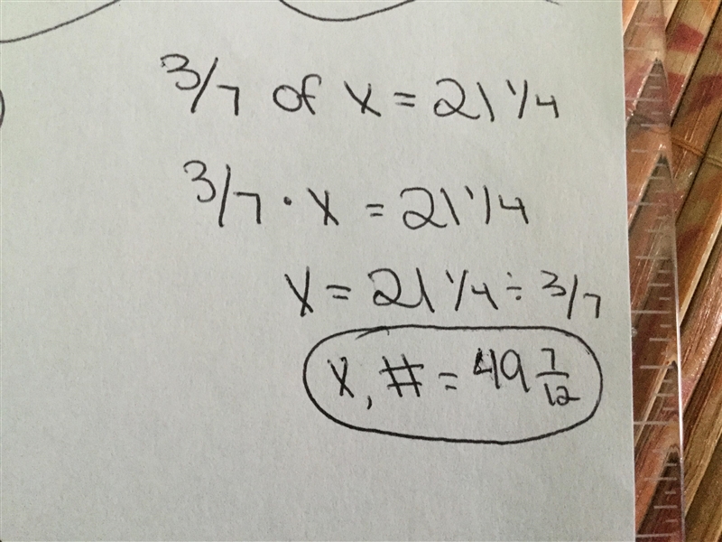 Find a number if: 3/7 of it is 2 1/14-example-1