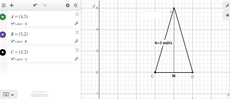 (05.01 MC) Which statement best describes the area of Triangle ABC shown below? A-example-1