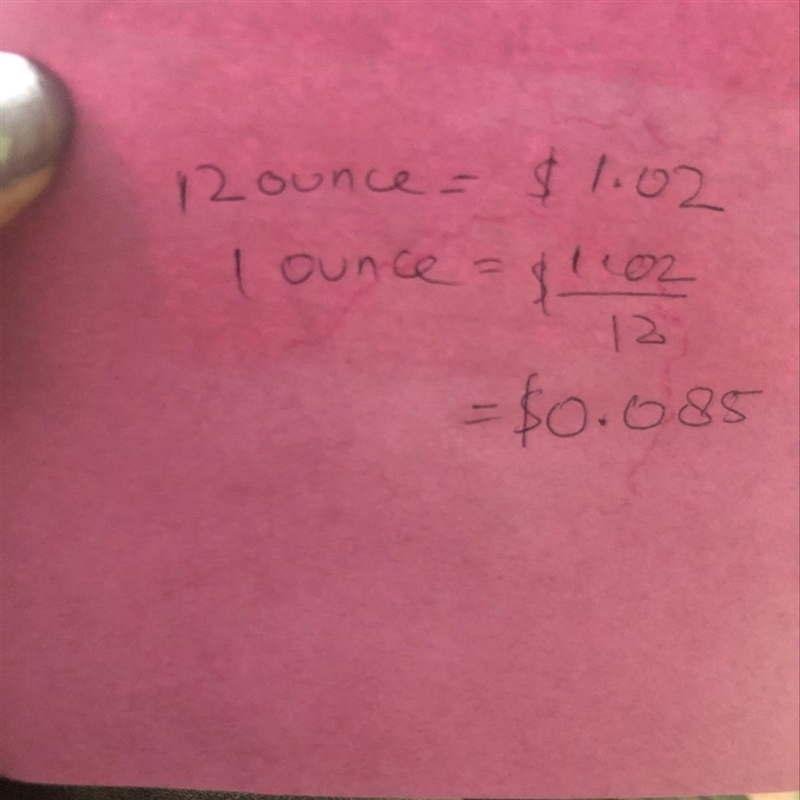 If a 12 ounce can of peas costs $1.02, what is the unit rate in ounces?​-example-1