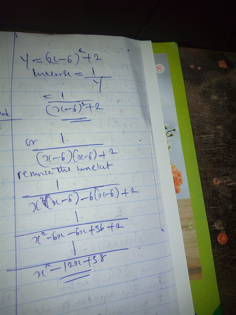 What is the inverse of y=(x-6)^2 +2 ?-example-1