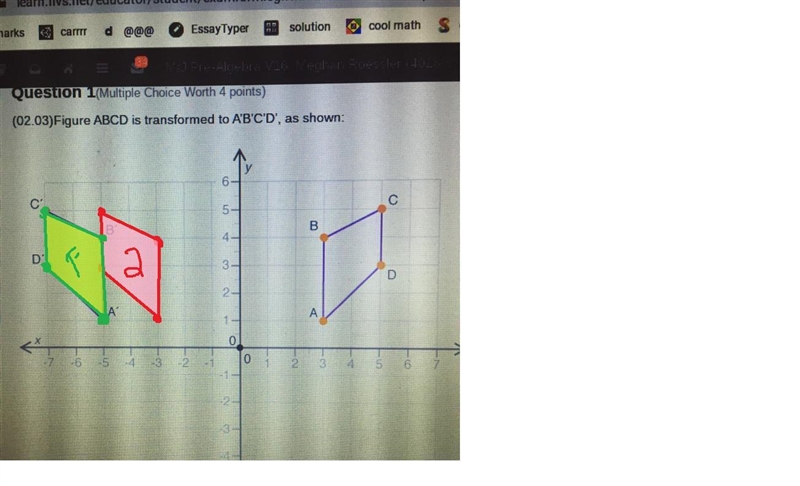 Which of the following sequences of transformation is used to obtain figure A’B’C-example-1