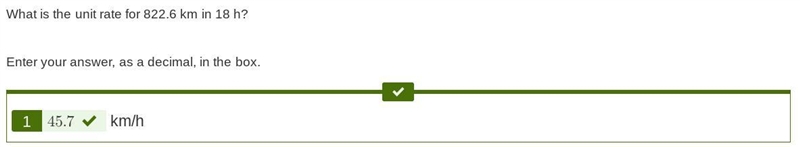 What is the unit rate for 822.6 km in 18 h? Enter your answer, as a decimal, in the-example-1