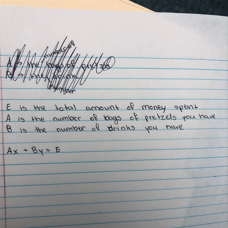 How can you find x and y in a problem EX: if a bag of pretzels cost x dollars and-example-1