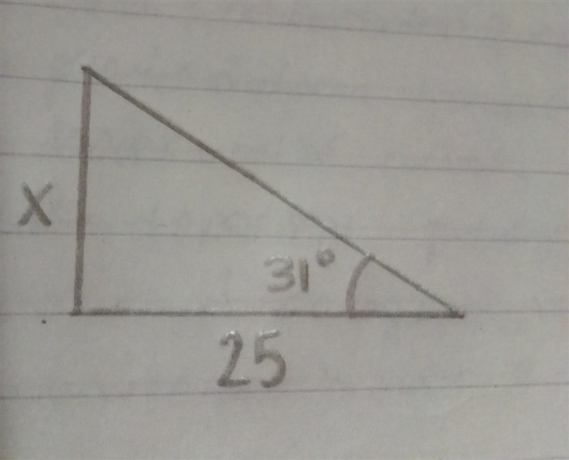 The shadow of a tree measures 25 feet from its base. The angle of elevation to the-example-1