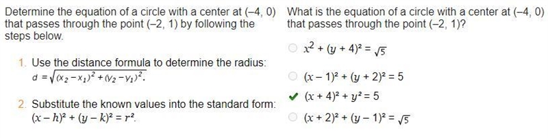 What is the equation of a circle with a center at (–4, 0) that passes through the-example-1