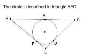 The circle is inscribed in Triangle AEC. Which are congruent line segments-example-1