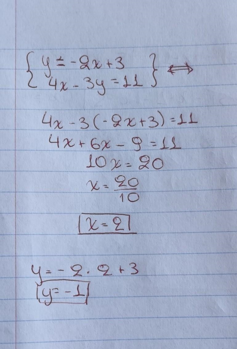 I'm having trouble with this question I cant quite get it right... y = -2x + 3 4x-example-1