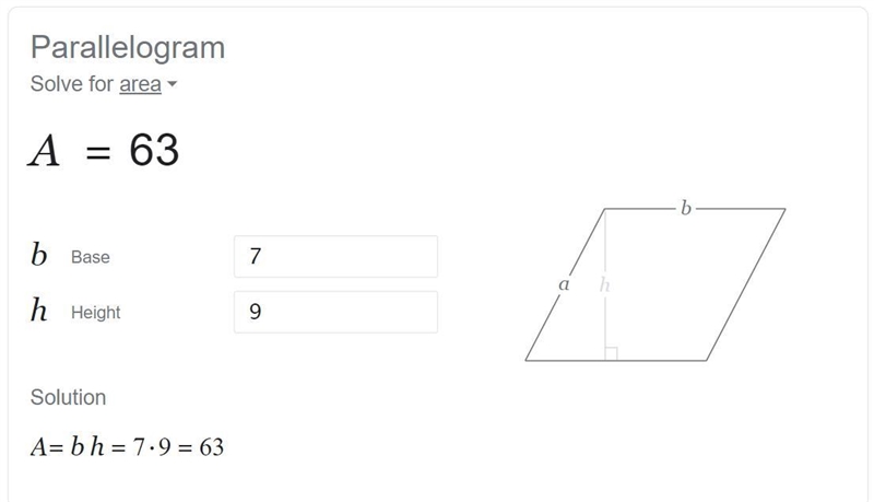 Find the area of the parallelogram. base is 7 cm slant height is 9 cm side is 12 cm-example-1