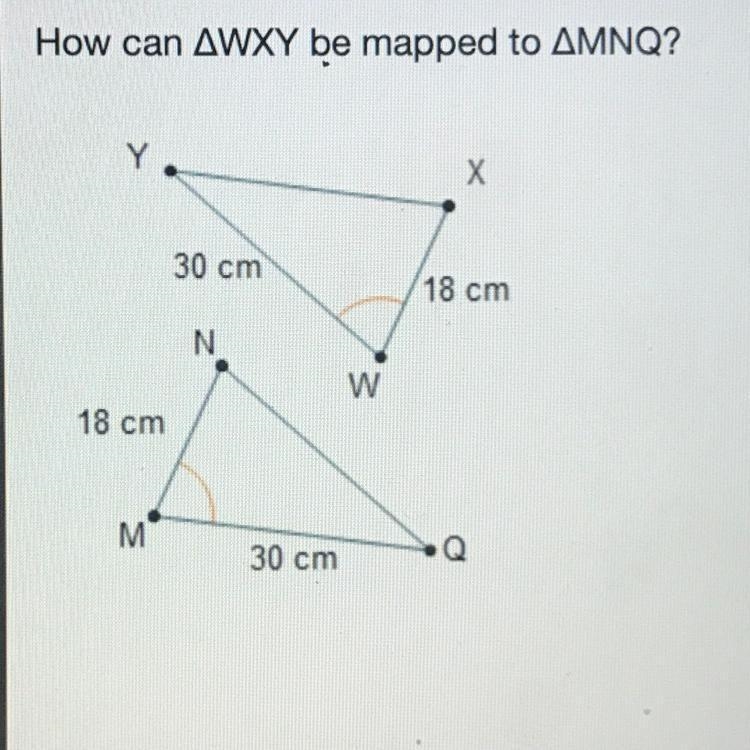 Translate vertex W to vertex M, then reflect across the line containing _______________.-example-1