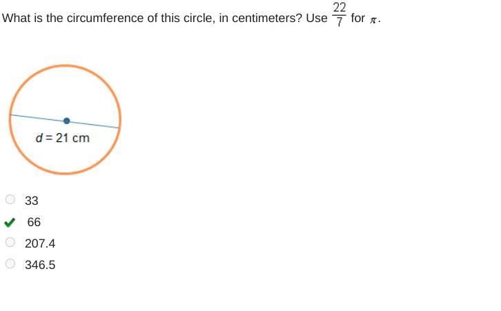 What is the circumference of this circle, in centimeters? Use StartFraction 22 over-example-1