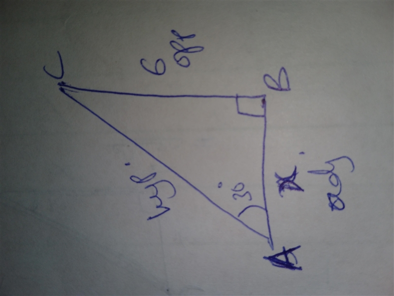 in the right triangle shown, A= 30° and BC =6 How long is AB?Answer exactly using-example-1