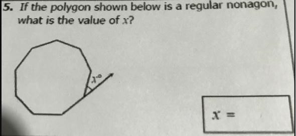 If the polygon shown below is a regular nonagon,what is the value of x-example-1