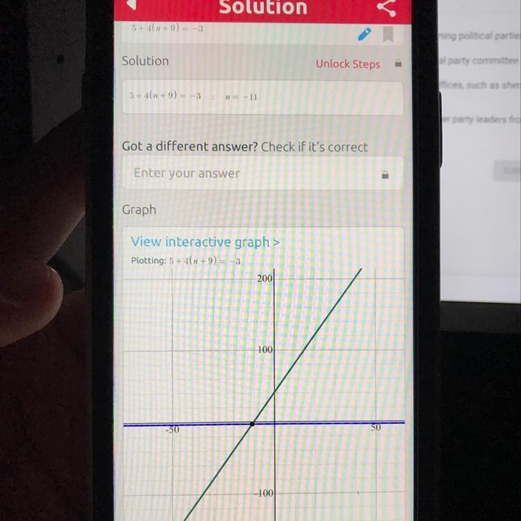 What is the they answer for 5+4(n+9)=-3-example-1