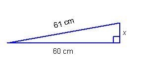 In centimeters, what is the unknown length in this right triangle-example-1