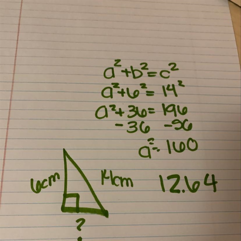 The hypotenuse of a right triangle is 14 centimeters long. One of the legs of the-example-1