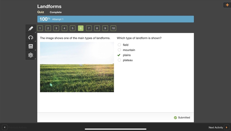 The image shows one of the main types of landforms. Which type of landform is shown-example-1