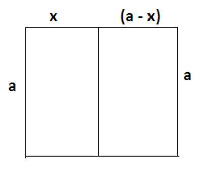 Esther cut a square paper vertically to make two rectangle pieces. Each rectangle-example-1