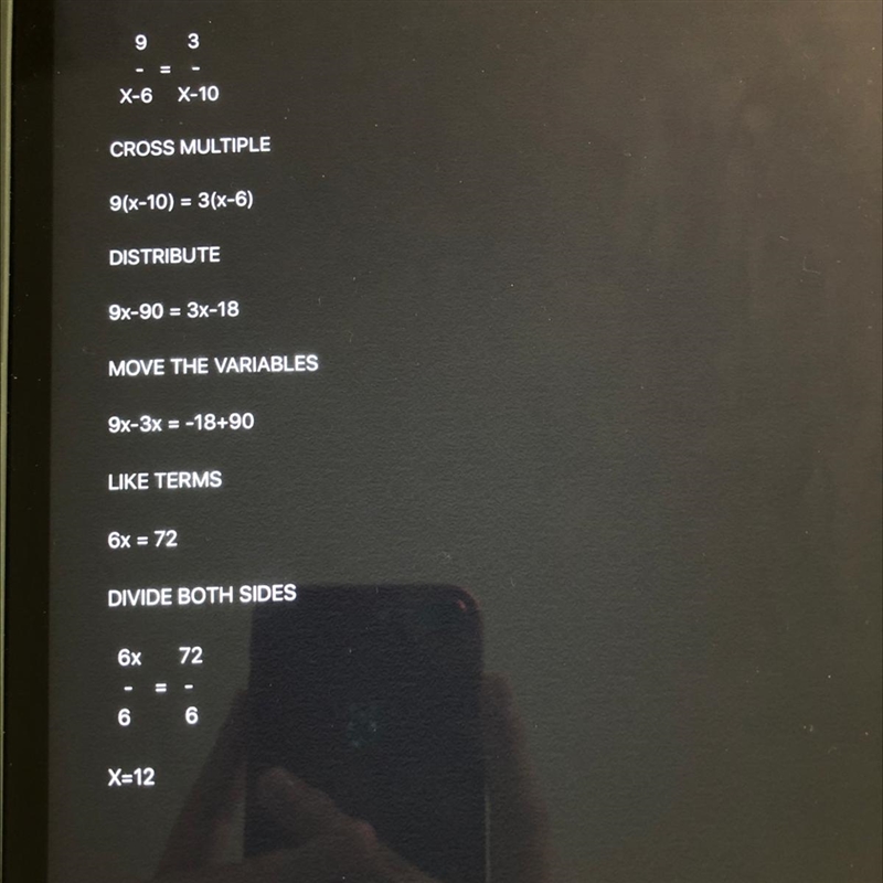 PLEASE HELP!!! (9)/(x-6) = (3)/(x-10)-example-1