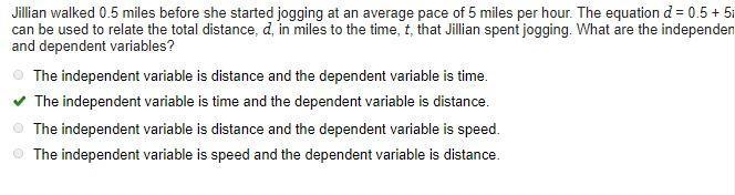 Jillian walked 0.5 miles before she started jogging at an average pace of 5 miles-example-1