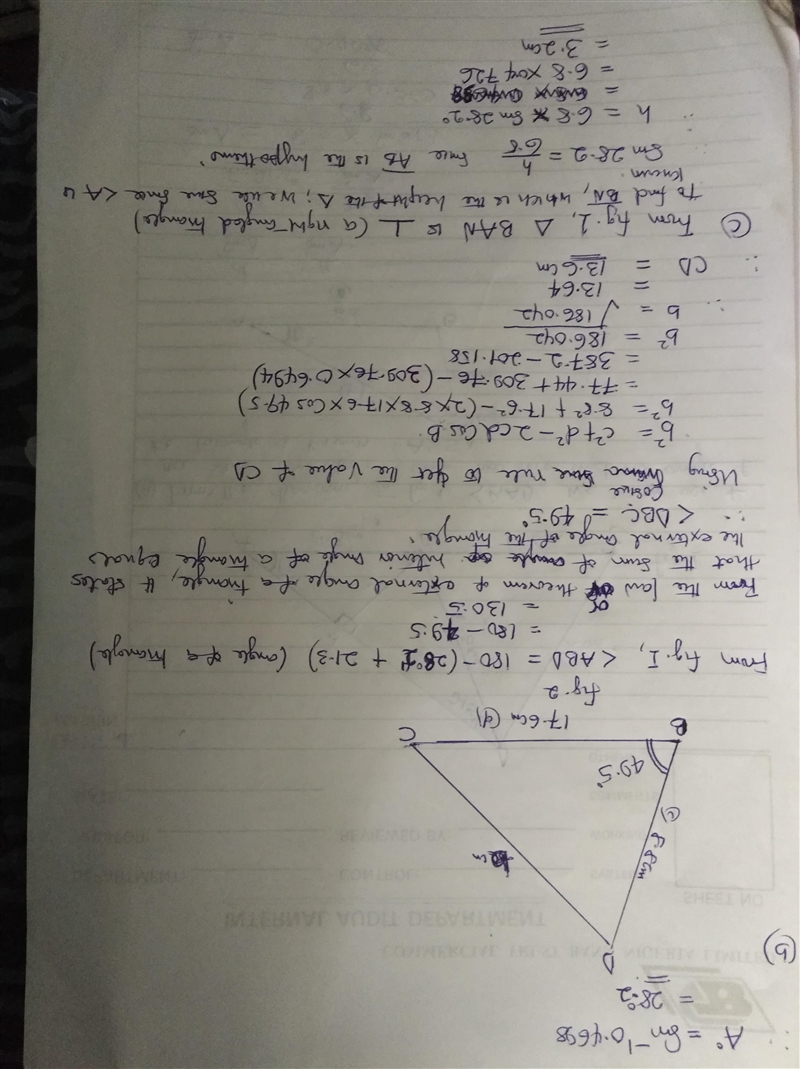 In the diagram, ABC is a straight line such that AB = 6.8 cm,BC=17.6cm,BD=8.8 cm and-example-2