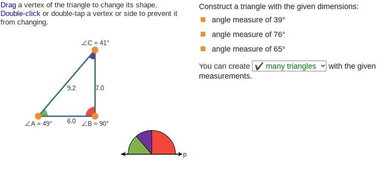 Construct a triangle with the given dimensions: angle measure of 39° angle measure-example-1