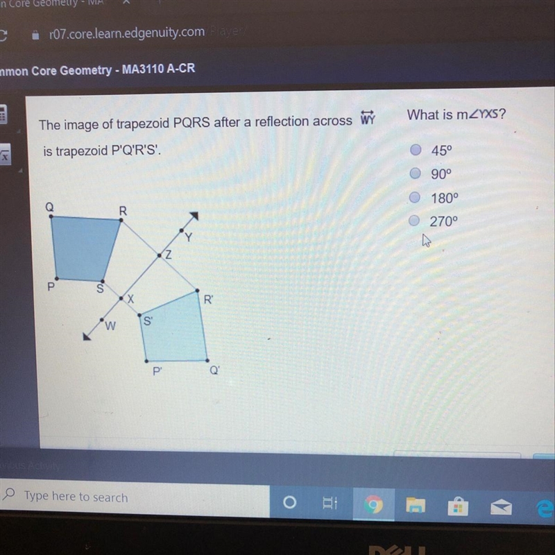 The image of trapezoid PQRS after a reflection across Line W Y is trapezoid P'Q'R-example-1