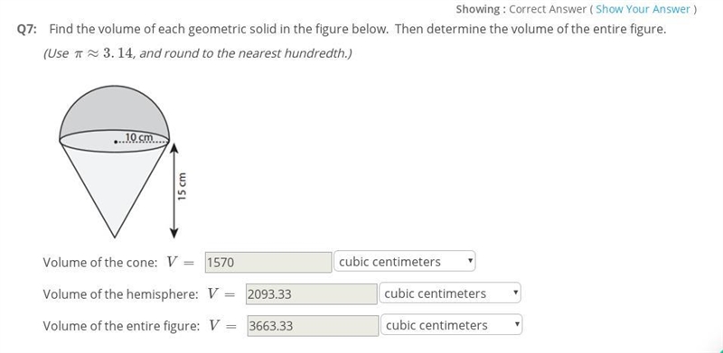 find the volume of each geometric solid in the figure below. Then determine the volume-example-1