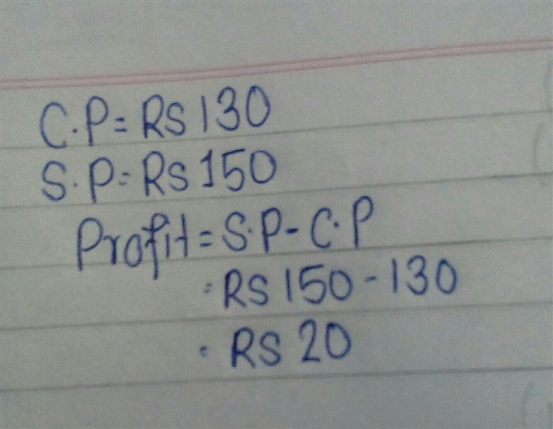 Ankur bought a toy for rs 130 and sold it to his friends for 150 .profit incurred-example-1