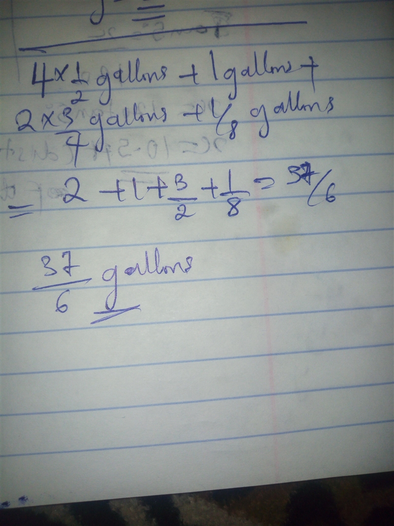 4 1/2 gallons, 1 gallon, 2 3/4 gallons, 1/8gallon how many gallons will this recipe-example-1