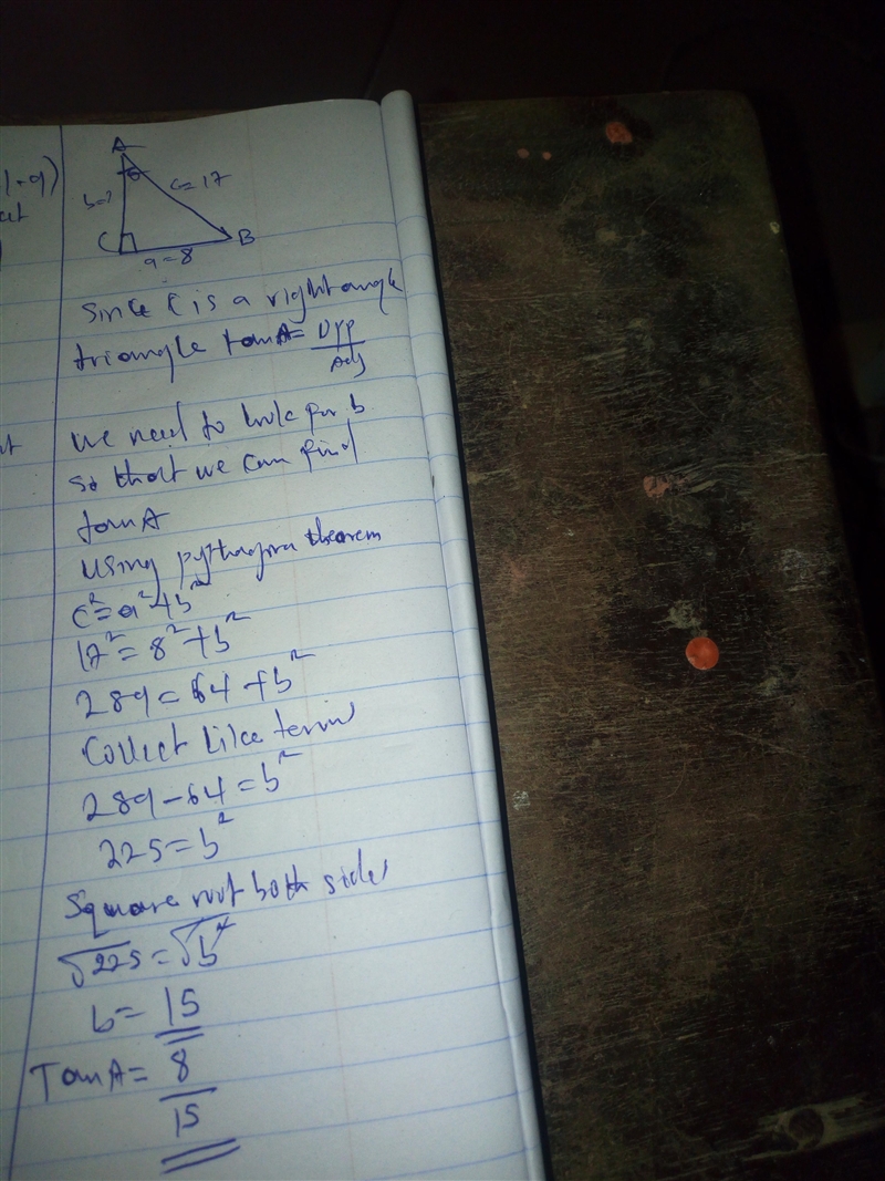 In triangle ABC, angle C is a right angle. Find the value of the trig function indicated-example-1