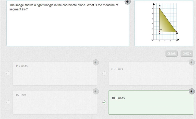 The image shows a right triangle in the coordinate plane. What is the measure of segment-example-1