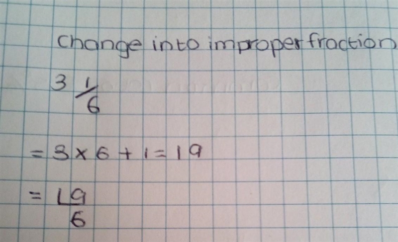 Write 3 1/6 as an improper fraction.-example-1