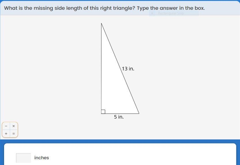 What is the missing side length of this right triangle? Type your answer in the box-example-1