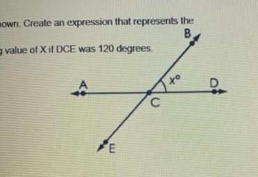 Lines AD and BE intersect at point C, as shown. create an expression that represents-example-1