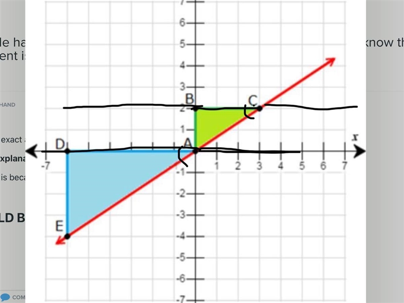 Which angle has the same measurement as angle DEA, and how do you know that the measurement-example-1