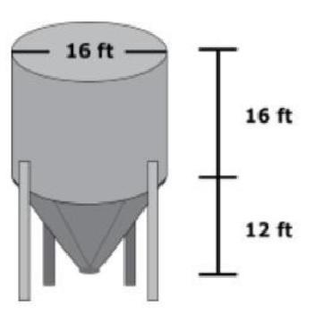 A grain silo is approximately 85% full. A 55 lb sack of grain measures 2 cubic feet-example-1