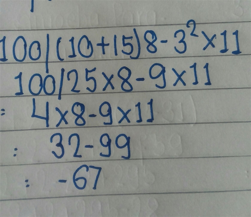 100 / (10+15) 8-3^2 x 11-example-1