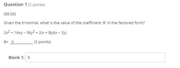 Given the trinomial, what is the value of the coefficient 'B' in the factored form-example-1