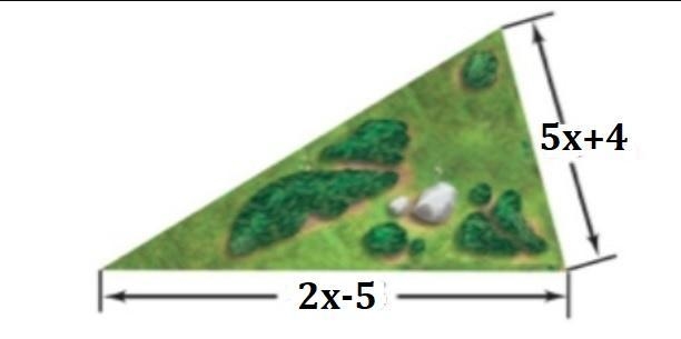 The perimeter of the triangular park on the right is 16x-6. What is the missing length-example-1