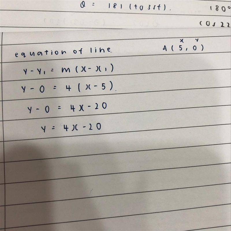 Hi! Got a question! What is the equation of a line that passes through a point A(5,0) and-example-1