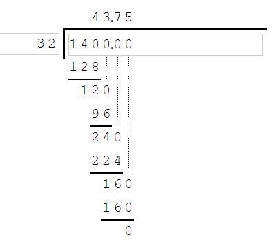 Long division 1400/32 Please explain-example-1