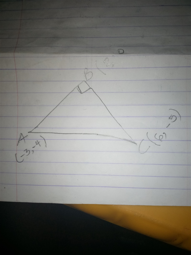 Use the distance formula and/or the Pythagorean Theorem to find the area of the triangle-example-1