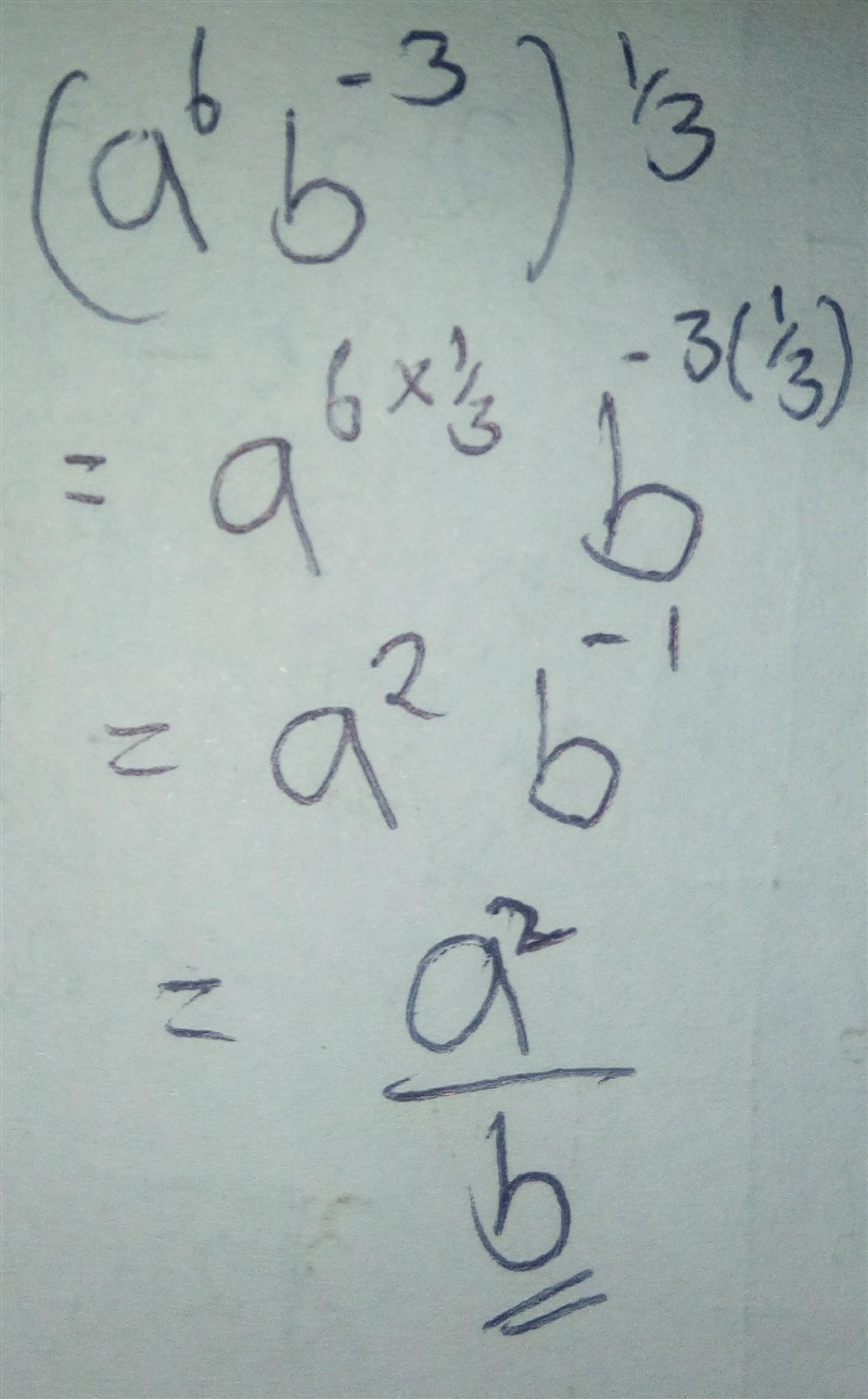 Which expression is equivalent to (a6b-³) 1/3​-example-1