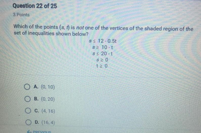 Which of the points (s, t) is not one of the vertices of the shaded region of the-example-1